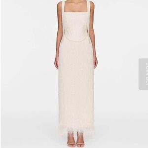 Montsand | Andrea Ivory Fringe Dress | Size XL